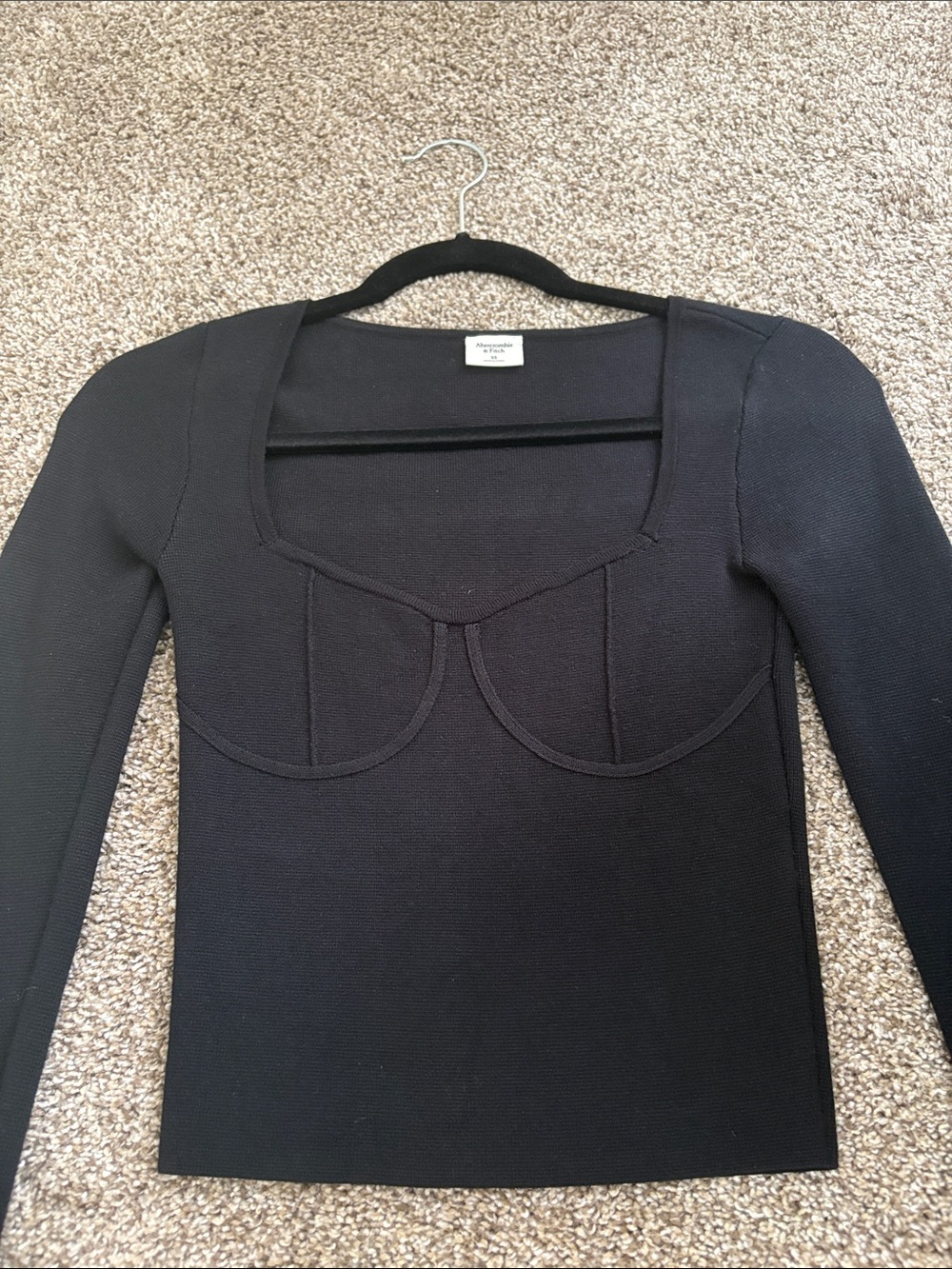 Abercrombie & Fitch Black Long-Sleeve Scoop Corset Top